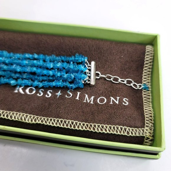 Sterling Silver Blue Apatite Chip Bracelet Multi-strand by Ross Simons DH169 - Picture 3 of 6